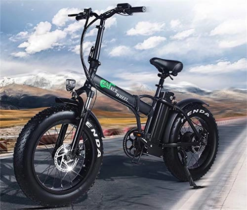 Electric Mountain Bike : 20inch electric snow bicycle 48v*15ah lithium Folding electric bicycle 500w rear wheel motor fat ebike max speed 42km / h mountain bike smart LCD display CE certification