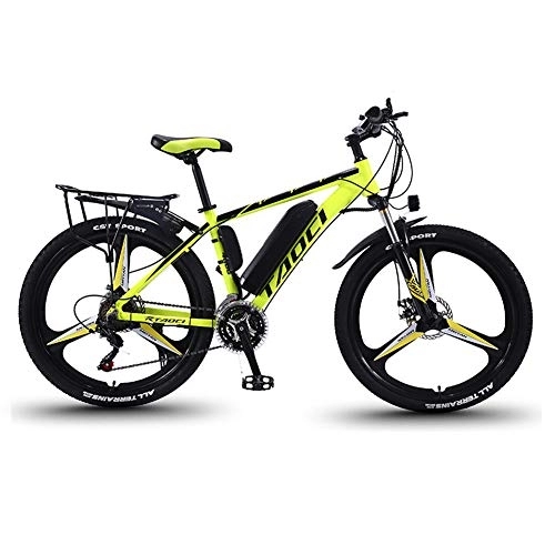 Electric Mountain Bike : 26'' Electric Bikes, Mens Mountain Bike, Magnesium Alloy Ebikes Bicycles, with Removable Large Capacity Rechargeable Battery 36V 240W, for Sports Outdoor Cycling Travel Commuting, Yellow, 10AH