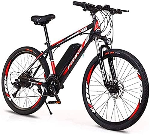 Electric Mountain Bike : 26'' Electric Mountain Bike, Adult Variable Speed Off-Road Power Bicycle (36V8A / 10A) for Adults City Commuting Outdoor Cycling (Color : Black red, Size : 36V8A)