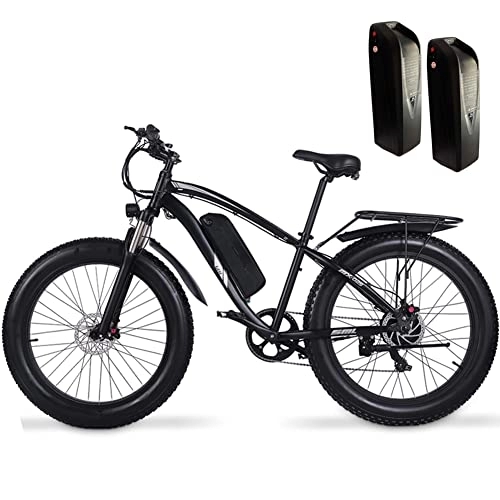 Electric Mountain Bike : 26''Fat Tire Electric Bike Offroad Mountain E-Bike TWO 17Ah Lithium Battery Hydraulic Disc Brake MX02S Electric Bicycle