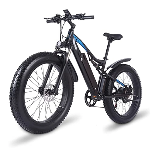 Electric Mountain Bike : 26” Fat Tire Electric Bike Powerful 500W / 750W / 1000W Motor 48V Removable Lithium Battery Ebike Beach Snow Shock Absorption Mountain Bicycle (Color : 48v 1000w 15Ah)