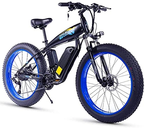 Electric Mountain Bike : 26 Inch Electric Bike for Adult Fat Tire 350W48V15Ah Snow Electric Bicycle 27 Speed Hydraulic Disc Brake 3 Working Modes Suitable for Mountain E-Bike (Color : Blue)