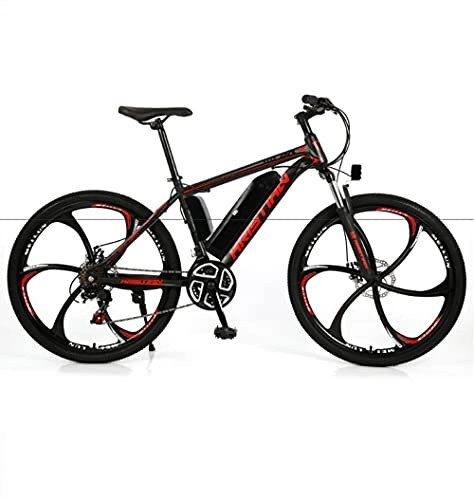 Electric Mountain Bike : 26 Inch Mountain Electric Lithium Battery Adult Variable Speed Off-Road Custom Power-Assisted Bicycle-black_red_21-speed