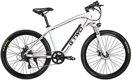 Electric Mountain Bike : 27.5 Inch Electric Bicycle 350W Mountain Bike 48V 9.6Ah Removable Lithium Battery 5 PAS Front & Rear Disc Brake (Color : White Red, Size : 9.6Ah+1 Spare Battery)