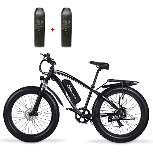 Electric Mountain Bike : 48V 17Ah EBike for Adults Men Women, Electric Mountain Road Bike City Cruiser Commuter Electric Bicycle Waterproof EBike for Beach Snow All Terrain 21 Speed Pedal Assist Ebike Gift( Two Battery)