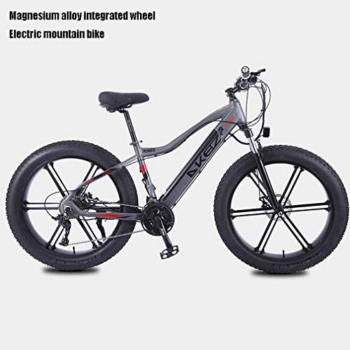 Electric Mountain Bike : Adult Fat Tire Electric Mountain Bike, 36V 10Ah Li-Battery 350W Snow Bikes, 27speed Aluminum Alloy Beach Bicycle, 26 Inch Mium Alloy Integrated Wheels