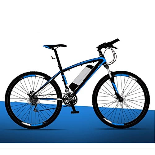 Electric Mountain Bike : Adults Electric Assist Bicycle, with Riding Helmet 26 Inch Travel Electric Bicycle Dual Disc Brakes 21 Speed Gear Mountain Ebike Up To 130 Kilometers, Blue, B