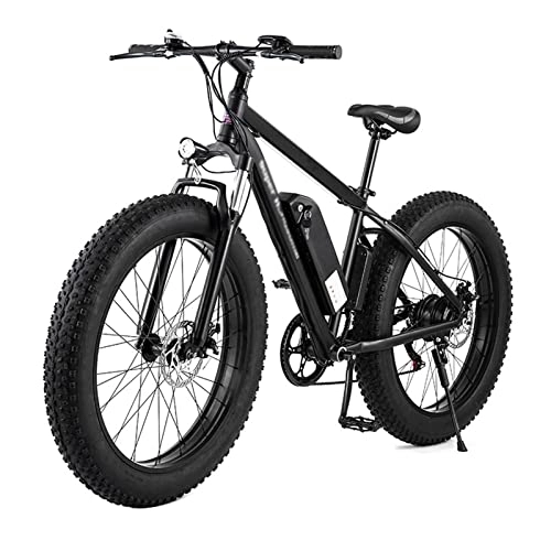 Electric Mountain Bike : Adults Electric Bike 1000W Motor 17Ah Fat Tire Electric Mountain Bikes Bicycle 48V Lithium Battery Snow Beach E-Bike Dirt Bicycles (Color : Black)