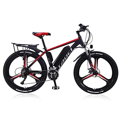Electric Mountain Bike : AKEZ 26" Electric Mountain Bike for Adult, Mountain E-Bike for Men, Electric Hybrid Bicycle All Terrain, 36V 250W Removable Lithium Battery Road Ebike for Cycling Outdoor (red)