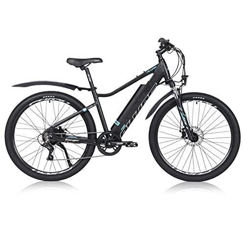 Electric Mountain Bike : AKEZ Electric Bike for Adults Men, 27.5’’ Waterproof Electric Mountain Bike, 250W 12.5Ah Removable Lithium-Ion Battery E-bike for Men with BAFANG Motor and Shimano 7 Speed Gear (black)