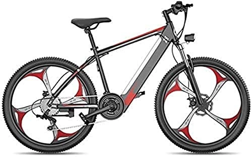Electric Mountain Bike : CASTOR Electric Bike Electric Mountain Bike, 26Inch Fat Tire Hybrid Bicycle Mountain EBike Full Suspension, 27 Speed Power System Mechanical Disc Brakes Lock Front Fork Shock Absorption