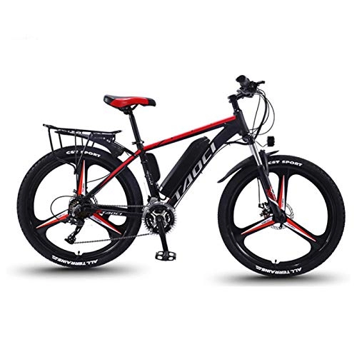 Electric Mountain Bike : CHR Electric Bike Adult Electric Bicycle Aluminum Alloy Bike Outdoor Ebike36V 350W Removable Lithium-Ion Battery Mountain Ebike, Red-13AH90km