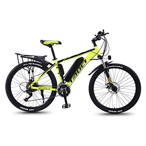 Electric Mountain Bike : CHR Magnesium Alloy Ebikes Bicycles 26 Inch Electric Bikes For Adult, 36V 350W Removable Lithium-Ion Battery Mountain Ebike, Yellow-10AH70km