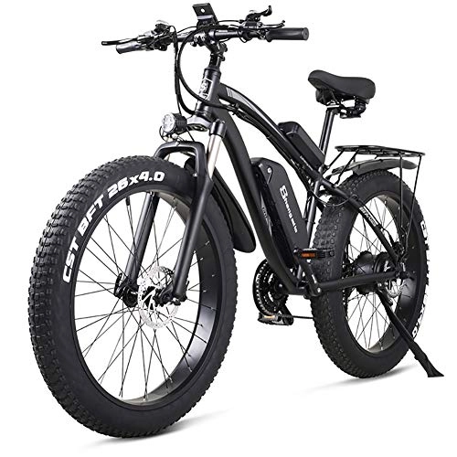 Electric Mountain Bike : DULPLAY Andlectric Bike, 48V 1000W Andlectric Mountain Bike, 4.0 Fat Tire Bicycle, Beach And-bike Electric For Unisex Black