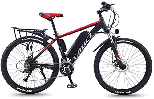 Electric Mountain Bike : Ebikes, 26'' Electric Mountain Bike with Removable Large Capacity Lithium-Ion Battery (36V 350W 8Ah) Dual Disc Brakes for Outdoor Cycling Travel Work Out (Color : Black Red, Size : 27 Speed)