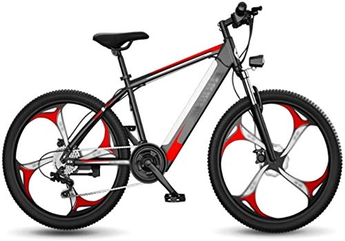 Electric Mountain Bike : Ebikes, 26 inch Electric Bikes Bikes, 48V 10A lithium Mountain Bicycle LCD display instrument 27 speeds Double Disc Brake Bike (Color : Red)