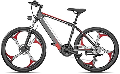 Electric Mountain Bike : Ebikes, Electric Mountain Bike 400W 26'' Fat Tire Electric Bicycle Mountain E-Bike Full Suspension for Adults, 27 Speed Shifter Aluminum Alloy Ebike Bicycle, City Bike Lightweight (Color : Red)