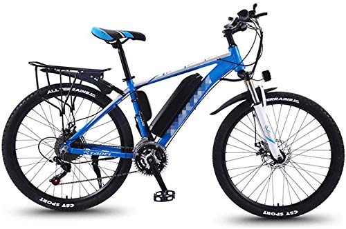 Electric Mountain Bike : Ebikes, Electric Mountain Bikes for Adults, All Terrain Commute Sports Mountain Bike Full Suspension 350W Rear Wheel Motor, 26'' Fat Tire E-Bike 27 MTB Ebikes for Men Women (Color : Blue)