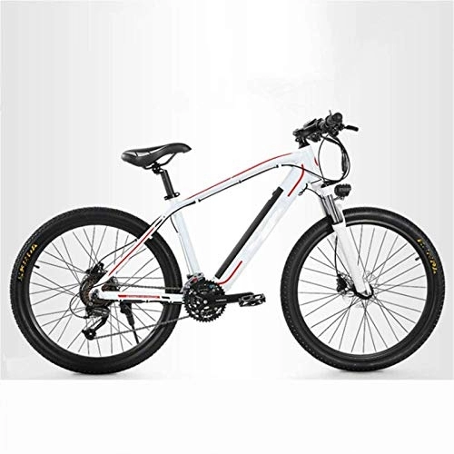 Electric Mountain Bike : Ebikes, Mountain Electric Bicycle, 26 Inch Adult Travel Electric Bicycle 350W Brushless Motor 48V 10Ah Removable Lithium Battery Front Rear Disc Brake 27 Speed (Color : White)