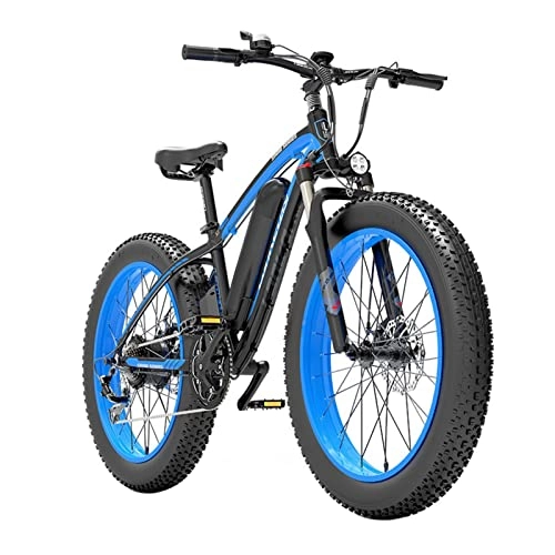 Electric Mountain Bike : Electric Bike 1000w for Adults, 48v 16Ah Lithium- Ion Battery Removable Electric Mountain Bicycle 26' Fat Tire Ebike 25mph Snow Beach E-Bike (Color : 16AH blue)