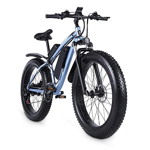 Electric Mountain Bike : Electric Bike 1000w Mens Mountain Bike Snow Bike Aluminum Alloy Electric Bicycle Ebike 48v17ah Electric Bicycle 4.0 Fat Tire E Bike (Color : Blue, Number of speeds : 21)