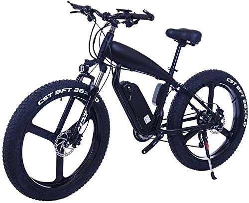 Electric Mountain Bike : Electric Bike Electric Bicycle For Adults - 26inc Fat Tire 48V 10Ah Mountain E-Bike - With Large Capacity Lithium Battery - 3 Riding Modes Disc Brake (Color : 10Ah, Size : Black-B)