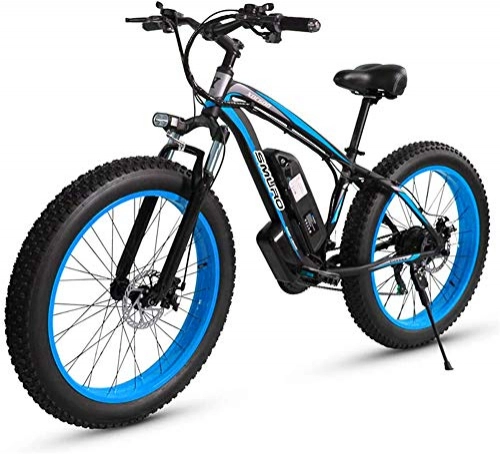 Electric Mountain Bike : Electric Bike Electric Mountain Bike 26 Inch Adult Fat Tire Electric Mountain Bike, 350W Aluminum Alloy Off-Road Snow Bikes, 36 / 48V 10 / 15AH Lithium Battery, 27-Speed for the jungle trails, the snow, t