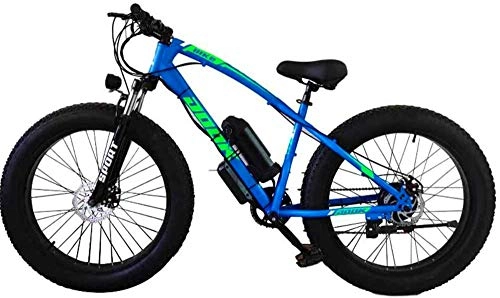 Electric Mountain Bike : Electric Bike Electric Mountain Bike Electric Bicycle Lithium Battery Fat Tires Instead of Mountain Bike Adult Wide Tires Boost Cross-Country Snow, Blue for the jungle trails, the snow, the beach, the
