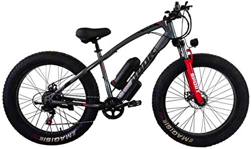 Electric Mountain Bike : Electric Bike Electric Mountain Bike Electric Bicycle Lithium Battery Fat Tires Instead of Mountain Bike Adult Wide Tires Boost Cross-Country Snow, Gray for the jungle trails, the snow, the beach, the