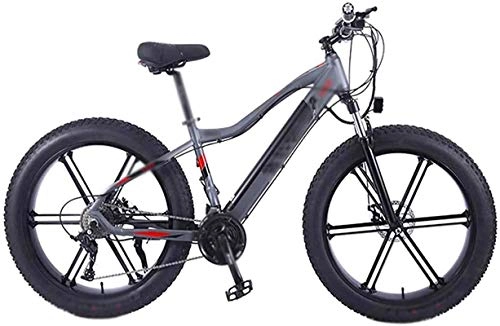 Electric Mountain Bike : Electric Bike Electric Mountain Bike Electric Snow Bike, 26 inch Electric Bikes Bike, hidden battery Bikes 4.0 Fat tire Snowfield Bicycle Adult Lithium Battery Beach Cruiser for Adults (Color : Gray) M