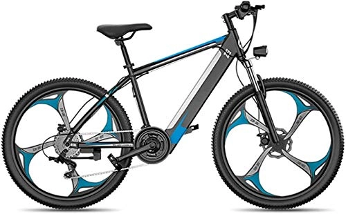 Electric Mountain Bike : Electric Bike Electric Mountain Bike Electric Snow Bike, Electric Mountain Bike, 26-Inch Fat Tire Hybrid Bicycle Mountain E-Bike Full Suspension, 27 Speed Power System Mechanical Disc Brakes Lock Fron