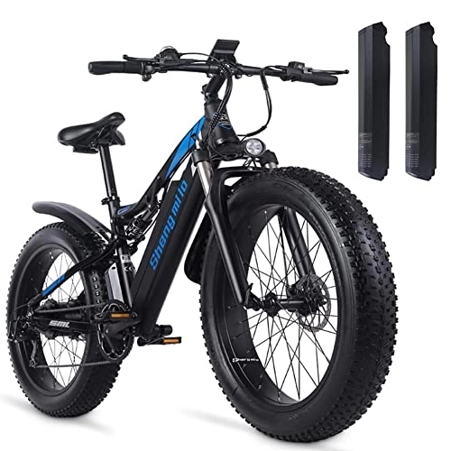 Electric Mountain Bike : Electric Bike for adult Full suspension Electric Bicycles 26 * 4.0 inch Fat Tire Mountain Bike, 2× 48V 17Ah Lithium Battery, hydraulic disc brakes | Kinsalle MX03