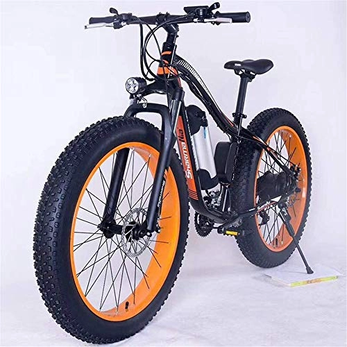 Electric Mountain Bike : Electric Bikes, 26" Electric Mountain Bike 36V 350W 10.4Ah Removable Lithium-Ion Battery Fat Tire Snow Bike for Sports Cycling Travel Commuting, E-Bike (Color : Black Orange)