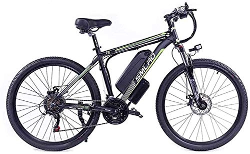 Electric Mountain Bike : Electric Bikes, 26-inch Adult Electric Bike, 27-Speed-Dating Removable Battery Mountain Bike 48V10AH350W, with LCD Meter and Headlight Commuter Men's Electric Cross-Country Bike (Color : Black Green)