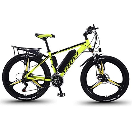 Electric Mountain Bike : Electric Bikes for Adult, Magnesium Alloy Ebikes Bicycles All Terrain, 26" 36V 350W Removable Lithium-Ion Battery Mountain Ebike, for Mens Outdoor Cycling Travel Work Out And Commuting, Yellow, 8AH