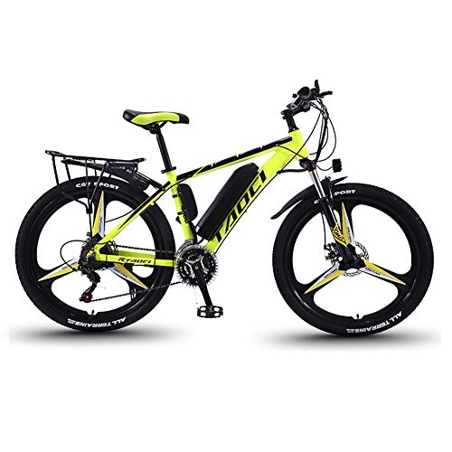 Electric Mountain Bike : Electric Bikes for Adult, Mens Mountain Bike, Magnesium Alloy Ebikes Bicycles All Terrain, 26" 36V 350W Removable Lithium-Ion Battery Bicycle Ebike, for Outdoor Cycling Travel Work Out, Yellow, 13Ah80Km