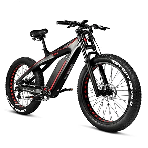 Electric Mountain Bike : Electric Bikes for Adults 1000w 30 Mph Full Suspension 26 Inch Fat Tire Carbon Fiber E-Bikes 8 Speed Electric Mountain Bike