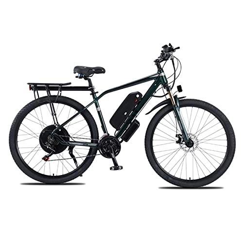 Electric Mountain Bike : Electric Bikes for Adults Mountain Electric Bike 1000W for Adults 29 Inch Electric Bike 48V Men Bicycle High Power Electric Bicycle (Color : Green, Number of speeds : 21)