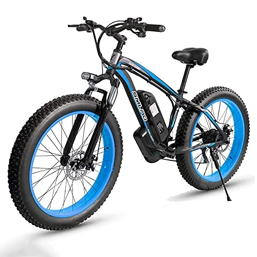 Electric Mountain Bike : Electric Mountain Bike, 26" Electric Bike 1000W Motor with Removable Li-Ion Battery 48V 13A, Professional 21 Speed Gears, 85 N·m, EU Warehouse, blue