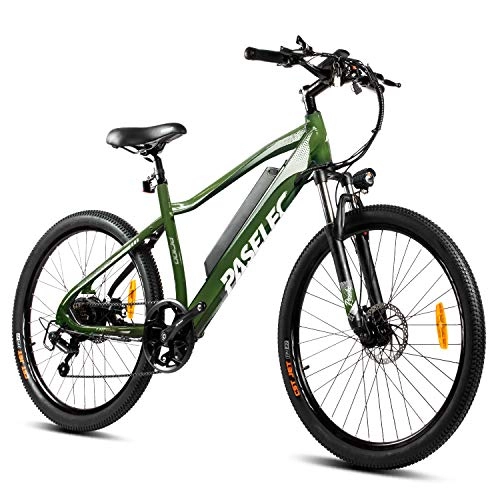 Electric Mountain Bike : Electric Mountain Bikes for Adults E-bike Powerful Bicycle 48v 11.6AH Battery Ebike Aluminum Alloy Frame Suspension Fork with 7 Speed Gears & Power Energy Saving System (Green)
