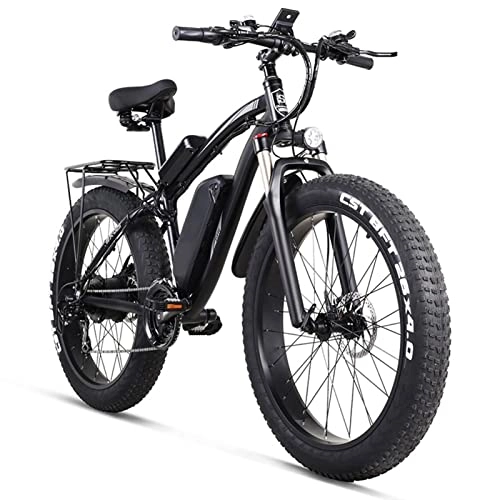 Electric Mountain Bike : Electric oven 26 Inch 4.0 Fat Tire Electric Bike 1000W Mens Mountain Bike Snow Bike with 48V17Ah Lithium Battery Professional 7 Speed E-bike Max Load 330 lbs (Color : Black, Motor : 1000W)