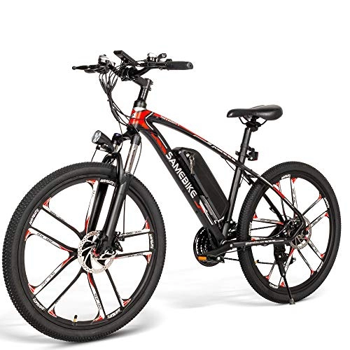 Electric Mountain Bike : Enegitech Electric Mountain Bike 26" 48V 350W 8Ah Removable Lithium-Ion Battery Electric Bikes for Adult Disc Brakes Load Capacity 100 Kg, Black