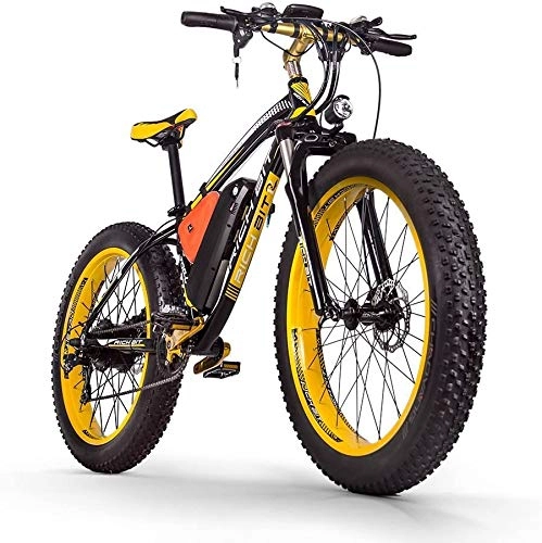 Electric Mountain Bike : ENLEE RICH BIT RT-012 Powerful 1000W 48V 17Ah Electric Fat Bike (Black-Yellow)