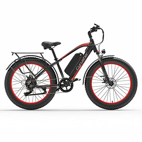 Electric Mountain Bike : Extrbici Electric Bike Battery 48V 26 Inch Fat Tire Adult Electric Mountain Bike XF650 (red)