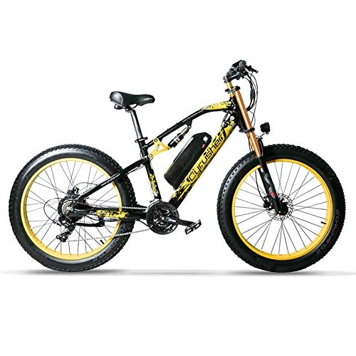 Electric Mountain Bike : Extrbici xf900 electric mountain bike 24-speed gears 66 x 43.2 cm aluminium frame mountain bike 250 W 36 V brushless hub motor(yellow)