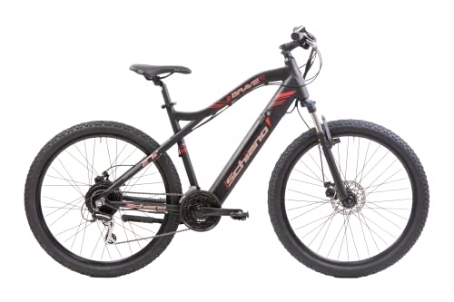 Electric Mountain Bike : F.lli Schiano Braver 27.5", Electric Mountain Bike for Adults 250W, with 24 Speed Gears, in Black-red