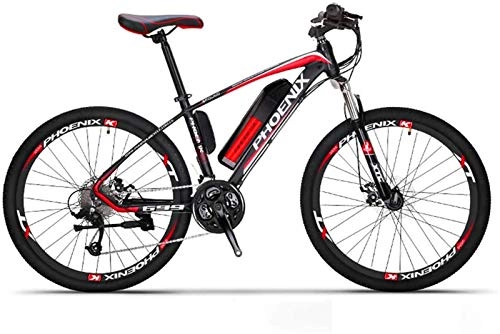 Electric Mountain Bike : Fangfang Electric Bikes, Adult Electric Mountain Bike, 250W Snow Bikes, Removable 36V 10AH Lithium Battery for, 27 speed Electric Bicycle, 26 Inch Wheels, E-Bike (Color : Red)