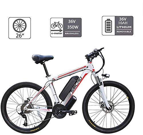 Electric Mountain Bike : Fangfang Electric Bikes, Electric Bicycles for Adults, 360W Aluminum Alloy Ebike Bicycle Removable 48V / 10Ah Lithium-Ion Battery Mountain Bike / Commute Ebike, E-Bike (Color : Black Red)