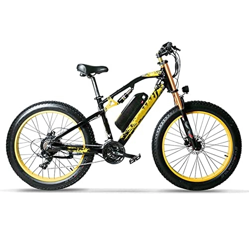 Electric Mountain Bike : FMOPQ Electric Bike750W Motor 4.0 Fat Tire Beach Electric Bicycle 48V 17Ah Lithium Battery Bicycle (Color : Black White) (Black Yellow)
