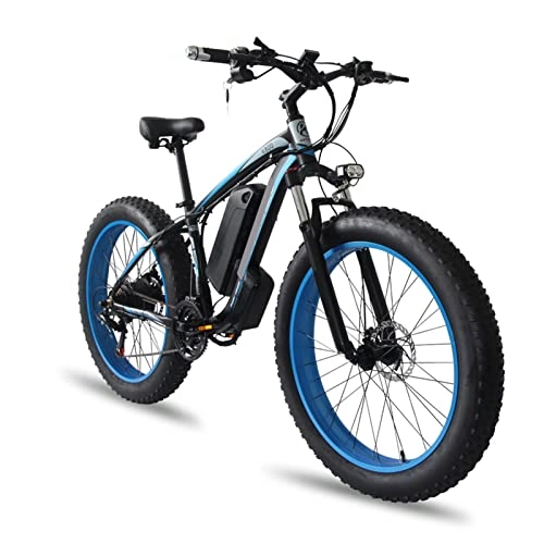 Electric Mountain Bike : FMOPQ Electric Bikes1000W Electric Bikes28 Mph E Bikes 26 Inches Fat Tire Electric Mountain for Men 48V 18Ah Lithium Battery Motor Electric Snow Bicycle (Blue 18AH battery)